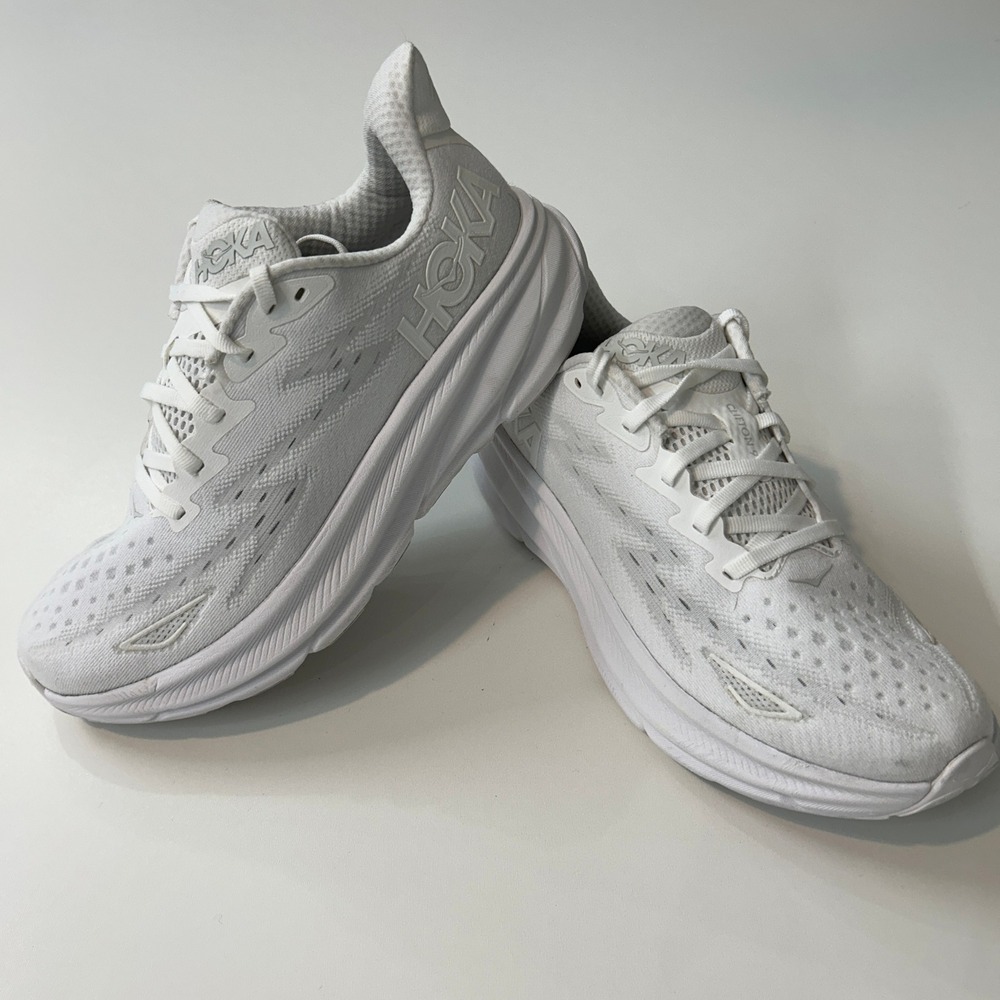 Hoka One One Clifton 9 White Running Shoes Womens 9B 1127896 WWH
